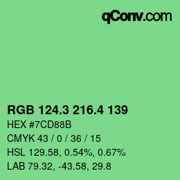 カラーコード: RGB 124.3 216.4 139 | qconv.com
