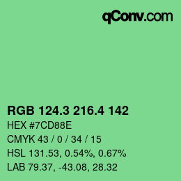 カラーコード: RGB 124.3 216.4 142 | qconv.com