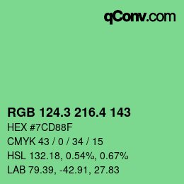 カラーコード: RGB 124.3 216.4 143 | qconv.com