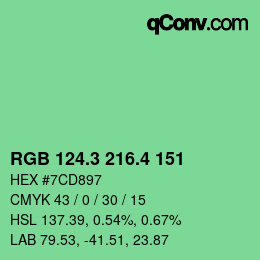 カラーコード: RGB 124.3 216.4 151 | qconv.com