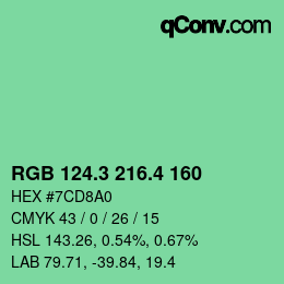 カラーコード: RGB 124.3 216.4 160 | qconv.com