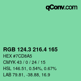 カラーコード: RGB 124.3 216.4 165 | qconv.com