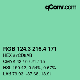 カラーコード: RGB 124.3 216.4 171 | qconv.com