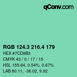 カラーコード: RGB 124.3 216.4 179 | qconv.com