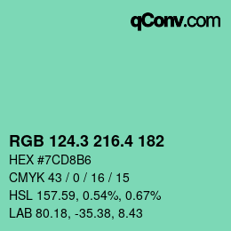 カラーコード: RGB 124.3 216.4 182 | qconv.com