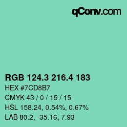 カラーコード: RGB 124.3 216.4 183 | qconv.com