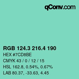 カラーコード: RGB 124.3 216.4 190 | qconv.com