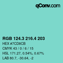 カラーコード: RGB 124.3 216.4 203 | qconv.com