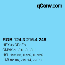 カラーコード: RGB 124.3 216.4 248 | qconv.com