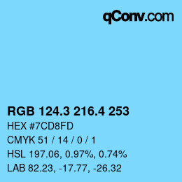 カラーコード: RGB 124.3 216.4 253 | qconv.com
