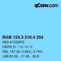 カラーコード: RGB 124.3 216.4 254 | qconv.com
