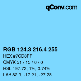 カラーコード: RGB 124.3 216.4 255 | qconv.com
