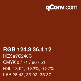 カラーコード: RGB 124.3 36.4 12 | qconv.com