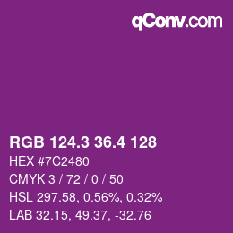 カラーコード: RGB 124.3 36.4 128 | qconv.com