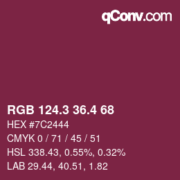 カラーコード: RGB 124.3 36.4 68 | qconv.com
