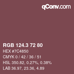 カラーコード: RGB 124.3 72 80 | qconv.com