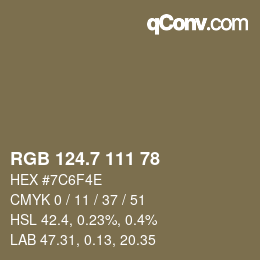 カラーコード: RGB 124.7 111 78 | qconv.com