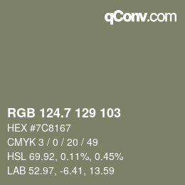 カラーコード: RGB 124.7 129 103 | qconv.com