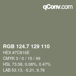 カラーコード: RGB 124.7 129 110 | qconv.com