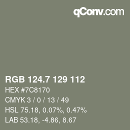 カラーコード: RGB 124.7 129 112 | qconv.com