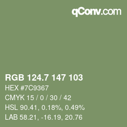 カラーコード: RGB 124.7 147 103 | qconv.com