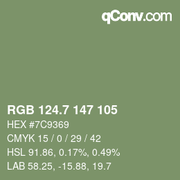 カラーコード: RGB 124.7 147 105 | qconv.com
