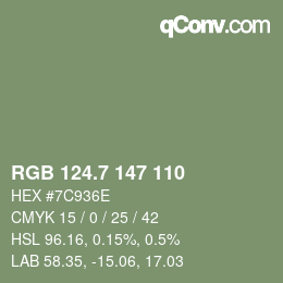 カラーコード: RGB 124.7 147 110 | qconv.com