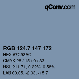 カラーコード: RGB 124.7 147 172 | qconv.com