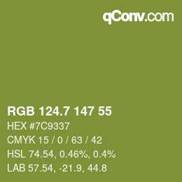 カラーコード: RGB 124.7 147 55 | qconv.com