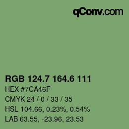 カラーコード: RGB 124.7 164.6 111 | qconv.com