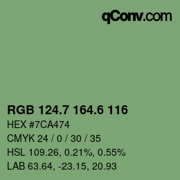 カラーコード: RGB 124.7 164.6 116 | qconv.com