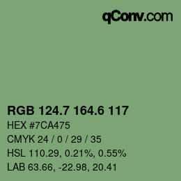 カラーコード: RGB 124.7 164.6 117 | qconv.com