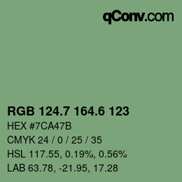 カラーコード: RGB 124.7 164.6 123 | qconv.com