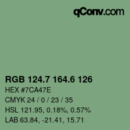 カラーコード: RGB 124.7 164.6 126 | qconv.com
