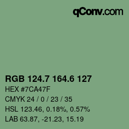 カラーコード: RGB 124.7 164.6 127 | qconv.com