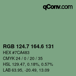 カラーコード: RGB 124.7 164.6 131 | qconv.com