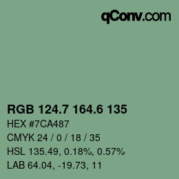 カラーコード: RGB 124.7 164.6 135 | qconv.com