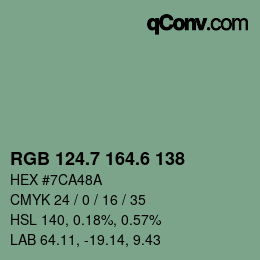 カラーコード: RGB 124.7 164.6 138 | qconv.com
