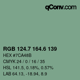 カラーコード: RGB 124.7 164.6 139 | qconv.com