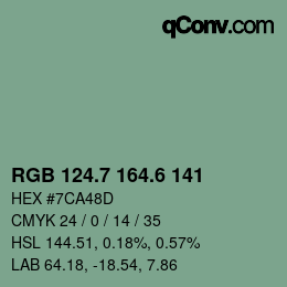 カラーコード: RGB 124.7 164.6 141 | qconv.com