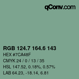カラーコード: RGB 124.7 164.6 143 | qconv.com