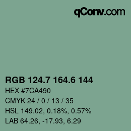 カラーコード: RGB 124.7 164.6 144 | qconv.com