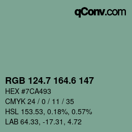 カラーコード: RGB 124.7 164.6 147 | qconv.com