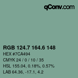 カラーコード: RGB 124.7 164.6 148 | qconv.com