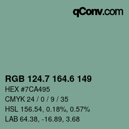 カラーコード: RGB 124.7 164.6 149 | qconv.com