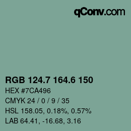 カラーコード: RGB 124.7 164.6 150 | qconv.com