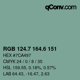 カラーコード: RGB 124.7 164.6 151 | qconv.com