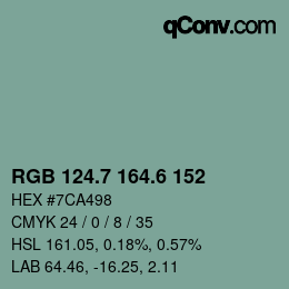 カラーコード: RGB 124.7 164.6 152 | qconv.com