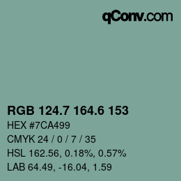 カラーコード: RGB 124.7 164.6 153 | qconv.com