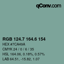 カラーコード: RGB 124.7 164.6 154 | qconv.com